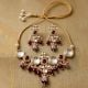 Handcrafted Ruby Kundan Bridal Necklace Set with Pearl Embellishments